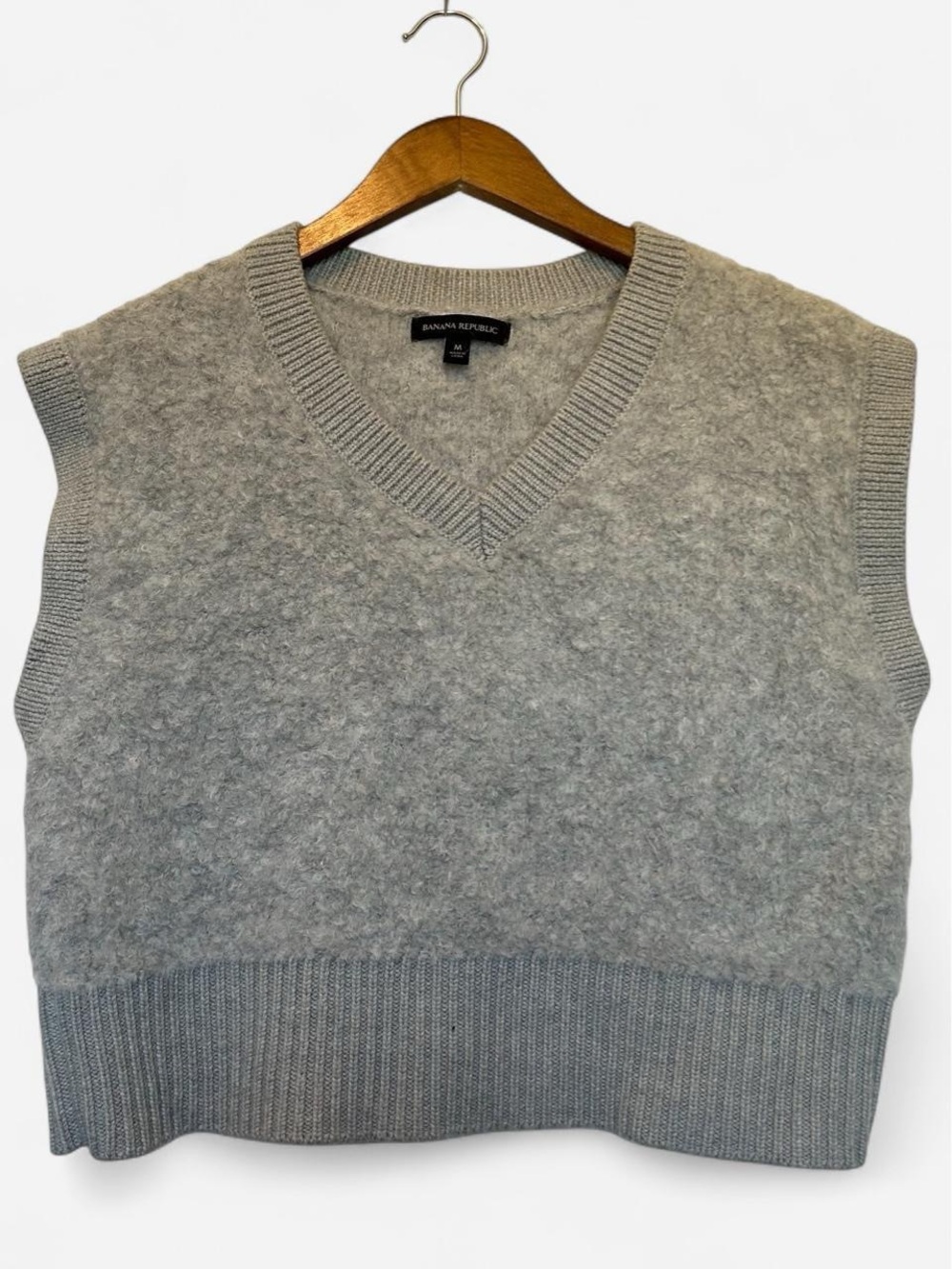 Banana Republic Gray V-Neck Knit Alpaca Sweater Vest